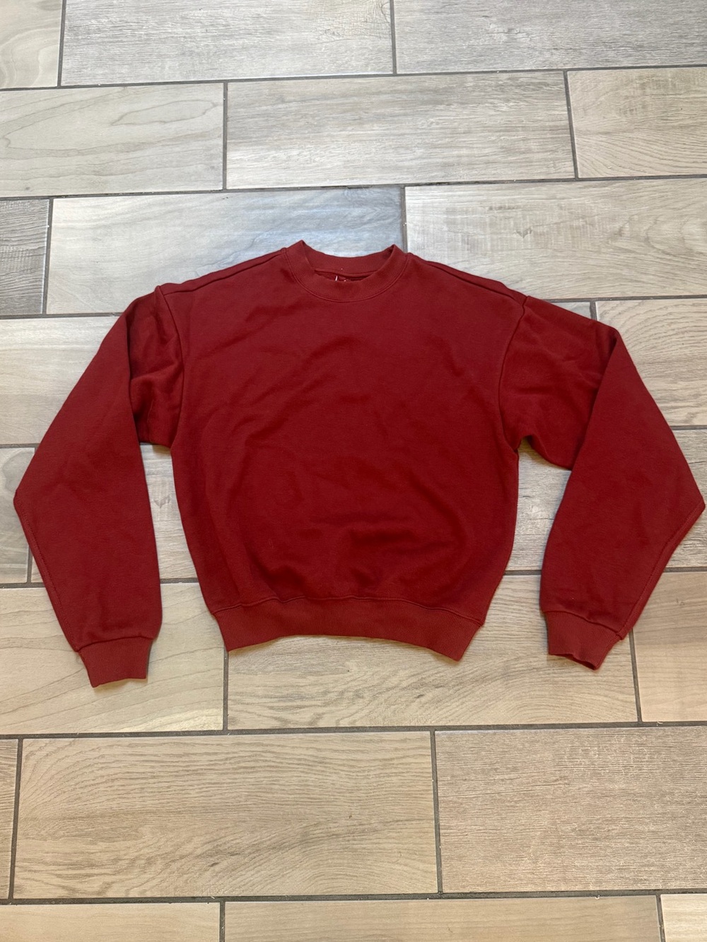 SKIMS Cotton Fleece Classic Crewneck Sweatshirt Oxblood Red